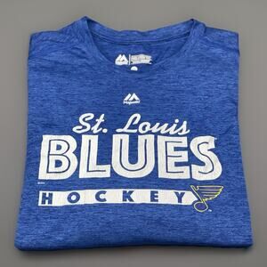 St Louis Blues Majestic Cool Base Long Sleeve T Shirt Men’s Medium Blue